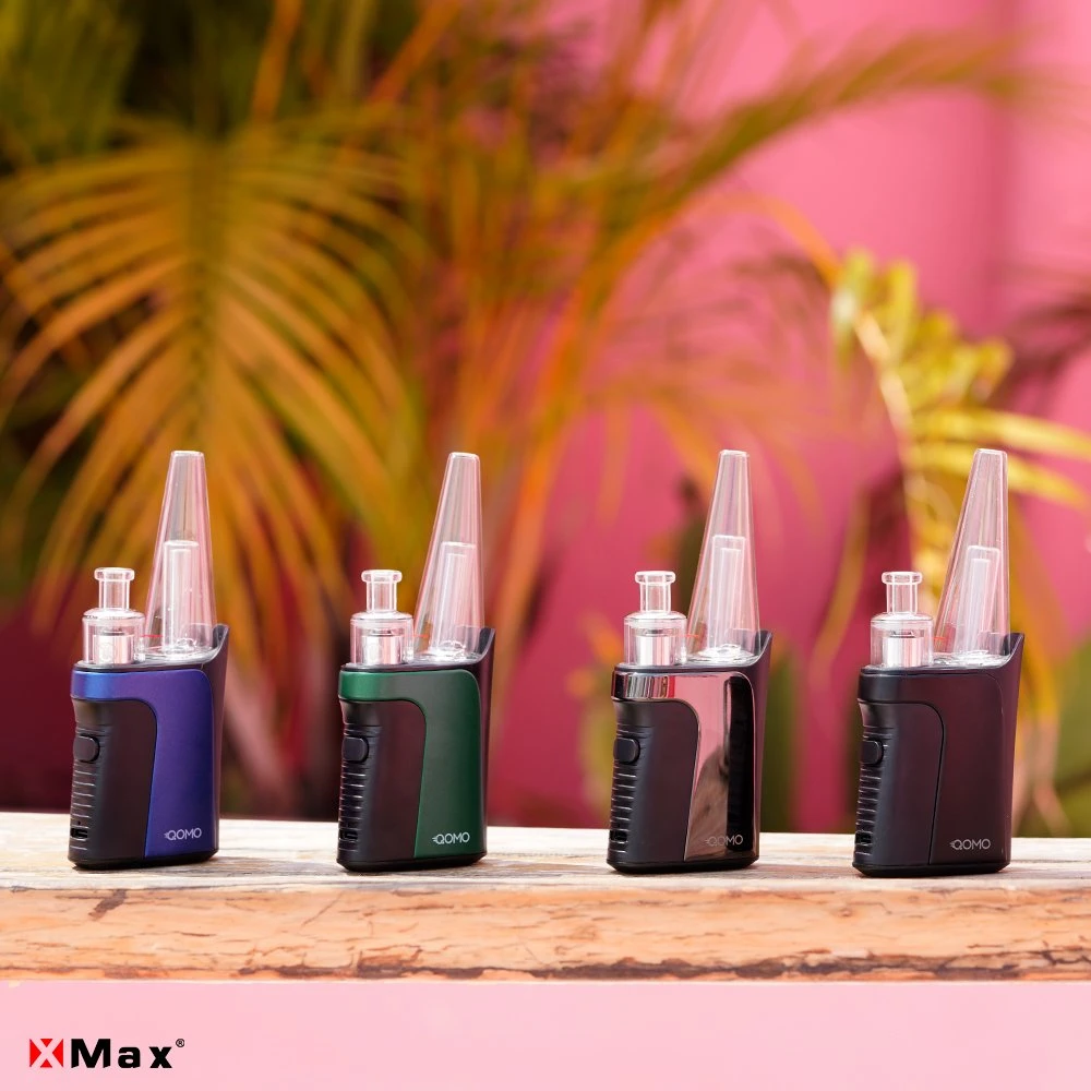 New Arrival Xmax Qomo Kit Wax Concentrate Bulb Atomizer Ecig Cartomizer with Removable Glass Bubbler