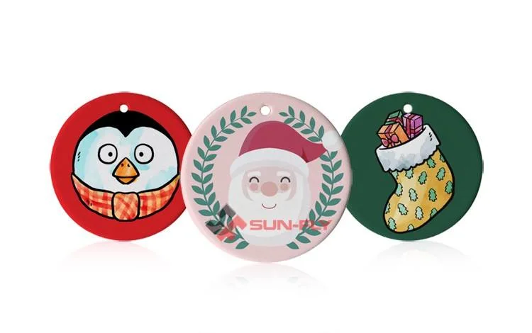 3 Inch Round Circle Flat Custom Sublimation Blank Ceramic Christmas Ornaments