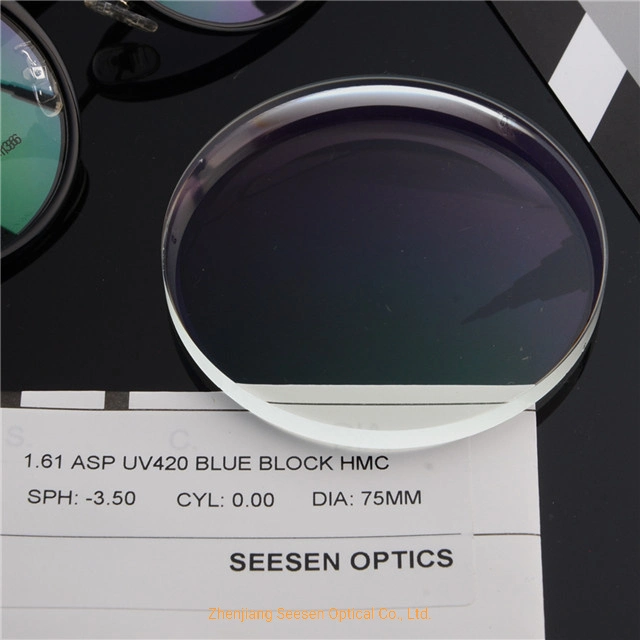 1.61 UV420 Blue Cut Hmc Blue Blocking Lens Optical Lenses Prescription Lenses Eyeglasses