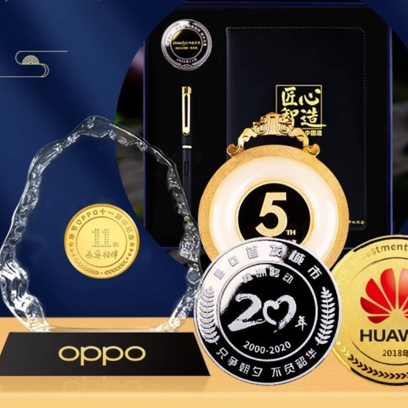 Fabricantes Atacado empresa personalizada Câmara de Comércio empresas honra atividades Troféu de cristal de moedas comemorativo de Ouro puro e Prata pura Souvenir 999