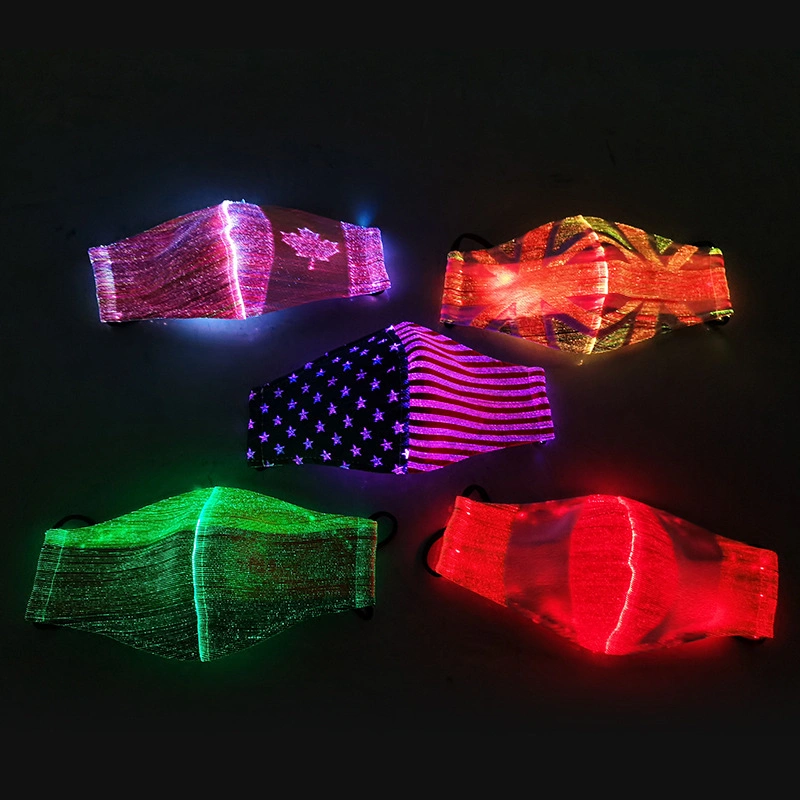 LED Fiber Optic Luminous Mask Colorful USB Charging Festive Party Face Mask