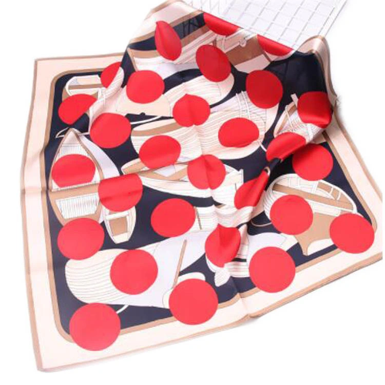 OEM Customized New Design Digital Printing Silk Scarf Polyester Printed Head Accessories Square Satin Scarf