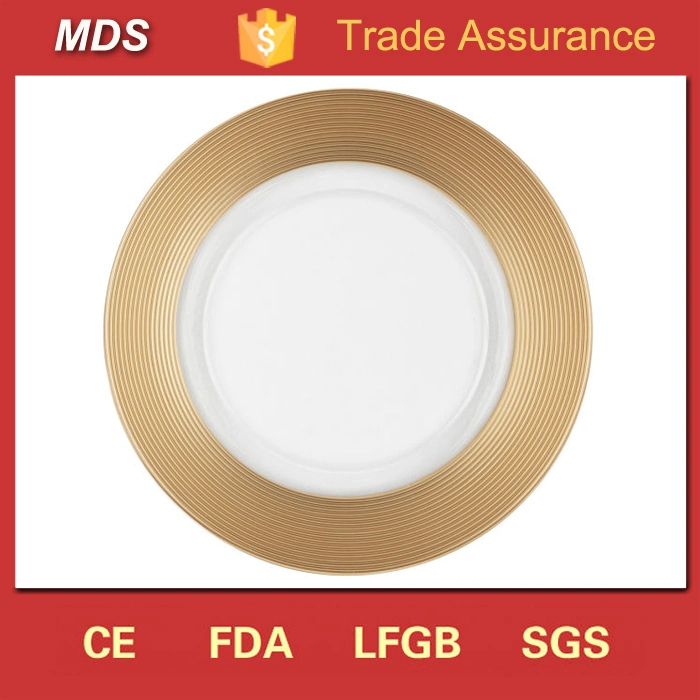 Decorative Bulk Wedding Plates Chargers in Gold Rim