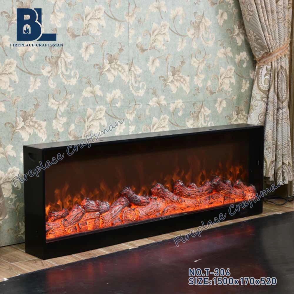 MDF Cast Iron Furnace Core LED Lights Electric Fireplace Insert Burner Stoves for Living Room Decorative