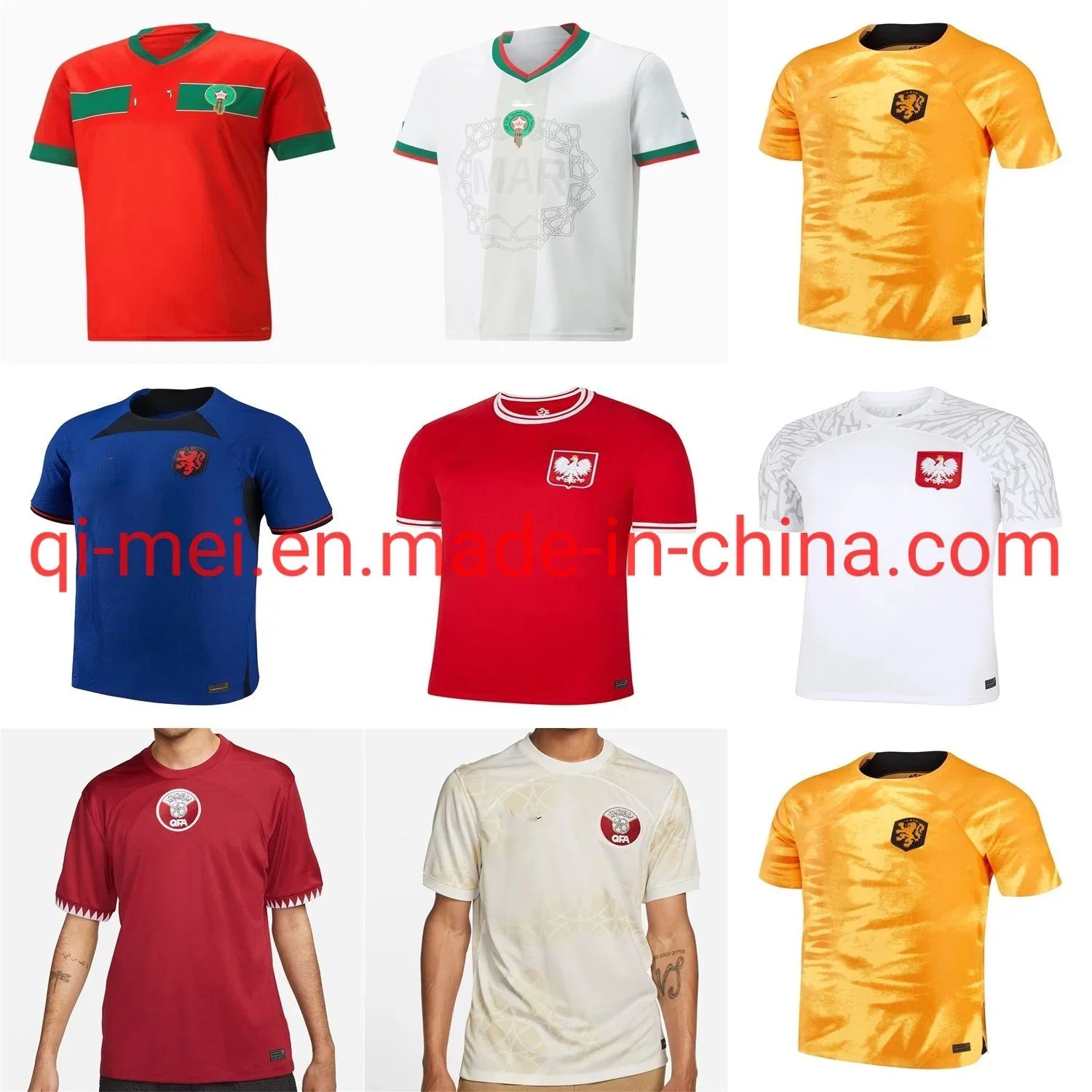 Top Vender 2022 Qatar Polonia países Bajos Marruecos Qatar equipos nacionales Camisetas de fútbol ropa de camisetas de fútbol