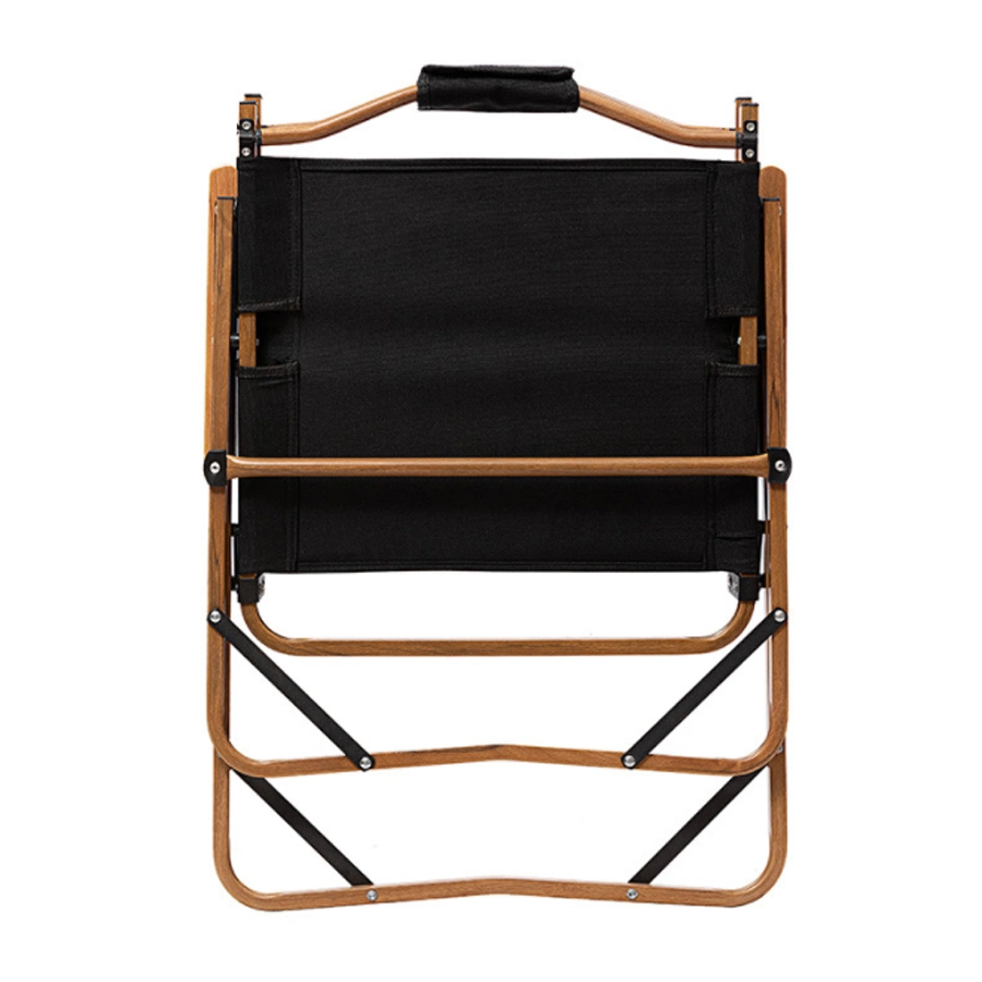 Outdoor Wood Grain Metal Frame Folding Beach Camp Kermit Chair