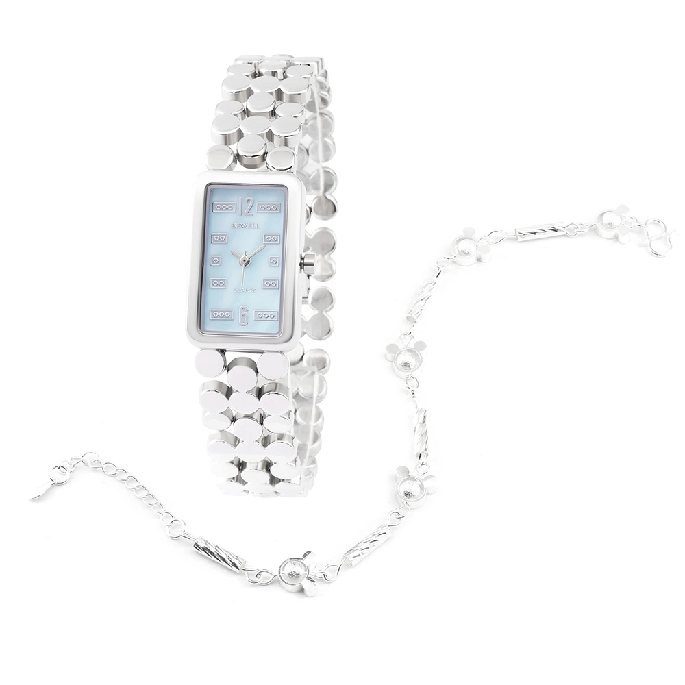 fashion Women Gifts Zinc Alloy Case and Mother of Pearl Dial Metal Quartz Lady Watch with Bracelet