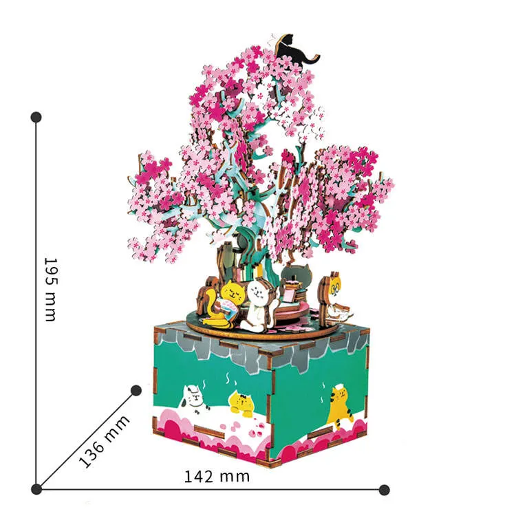 Boîte à musique de Noël avec fleurs en peluche