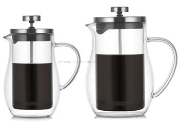 Heißer Verkauf Französisch Presser Kaffeemaschine 350ml 600ml 304 Edelstahl Stahl Doppelwand mit 4 Filtern hitzebeständiges Borosilikatglas