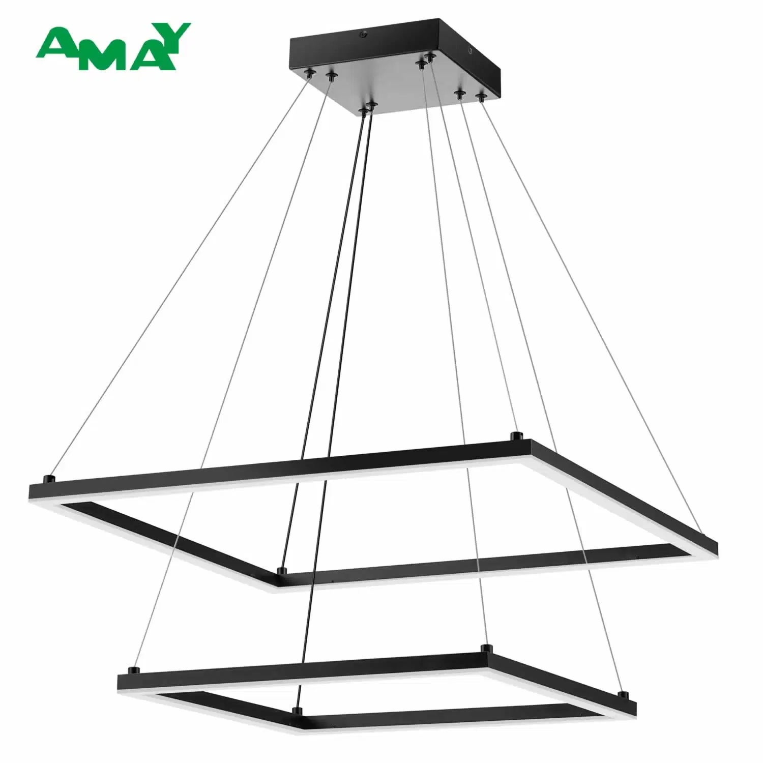 Los dos niveles de mate de aluminio LED lámpara de araña Dimmbale Powder-Coated para Salón