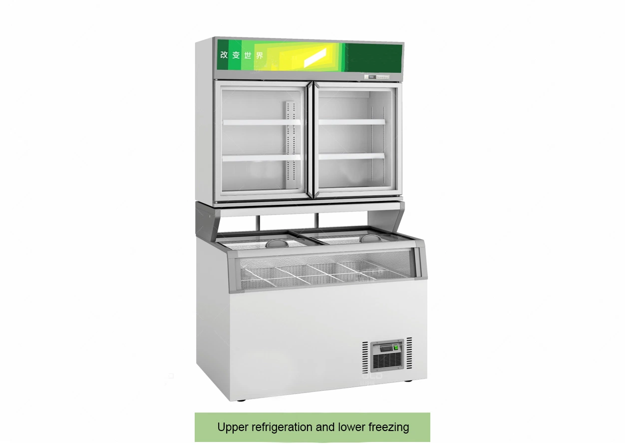 Convenience Store Dual Temperature Glass Door Refrigerated Display Freezer