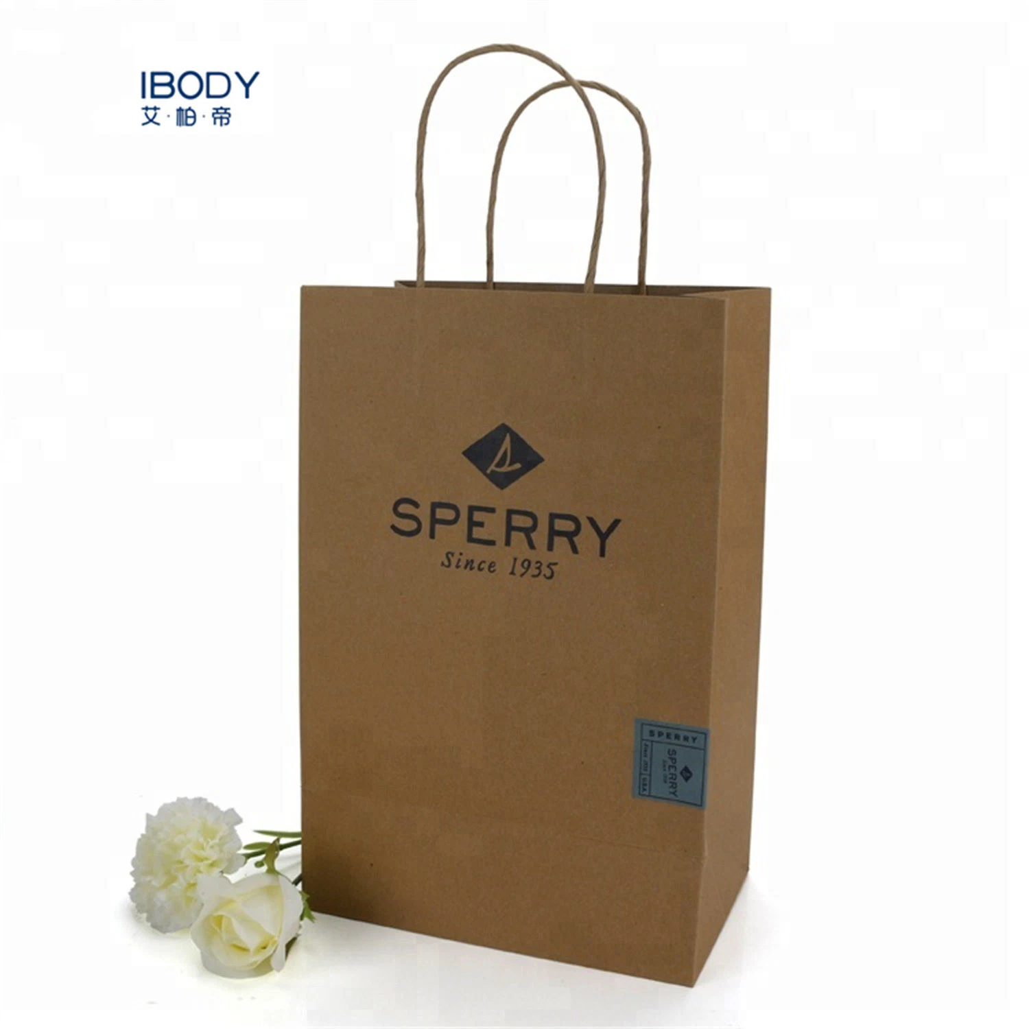 Wholesale Eco-Friendly Customized Logo Twisted Handle Brown Kraft Paper Shopping Bag for Shoes Packaging