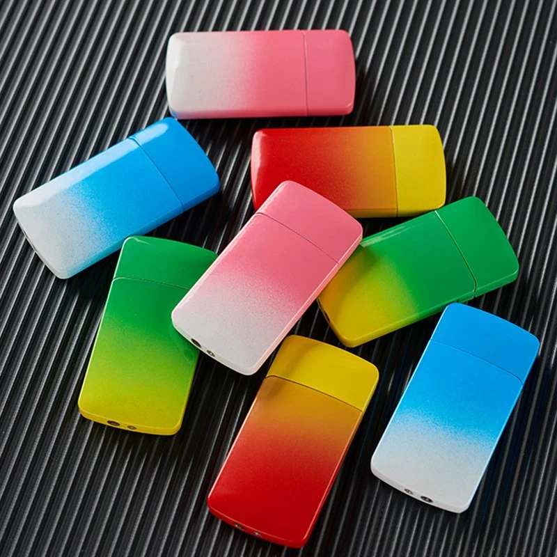 Thin Rainbow Pocket Color Lighter Creative Cigar Fire Gradient Refillable Gas Windproof Fashion Women Lighter