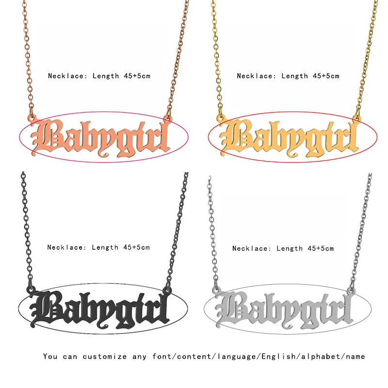 Wholesale/Supplier Customized Gold Plating Metal Badge Pendant Necklace /Copper Alloy Silver 24K Gold Necklace Name Choker