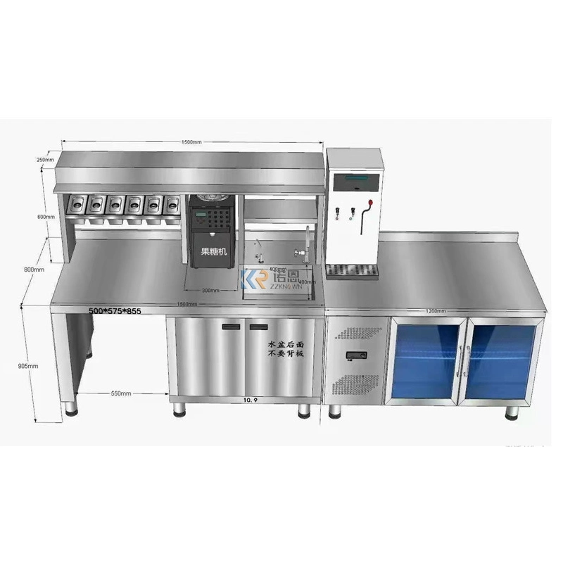 High quality/High cost performance  Professional Water Bar Stainless Steel Water Bar Counter Milk Tea Fructose Dispensing Machine Coffee Trolleys Counter