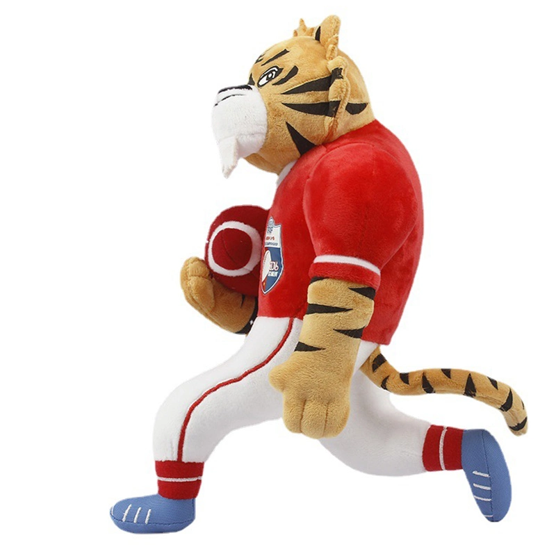 Jouet en peluche personnalisé de mascotte de tigre de sport de football de 20 cm, doux et rembourré, en gros.