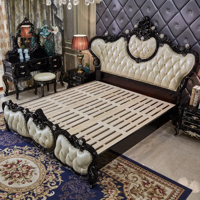 Schlafzimmer Luxus-Bett Set mit Kleiderschrank in optionaler Möbelfarbe