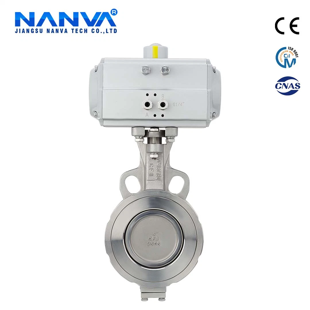 Pneumatic Butterfly Valve High Performance Double Eccentric Clamping Butterfly Valve PTFE Seal