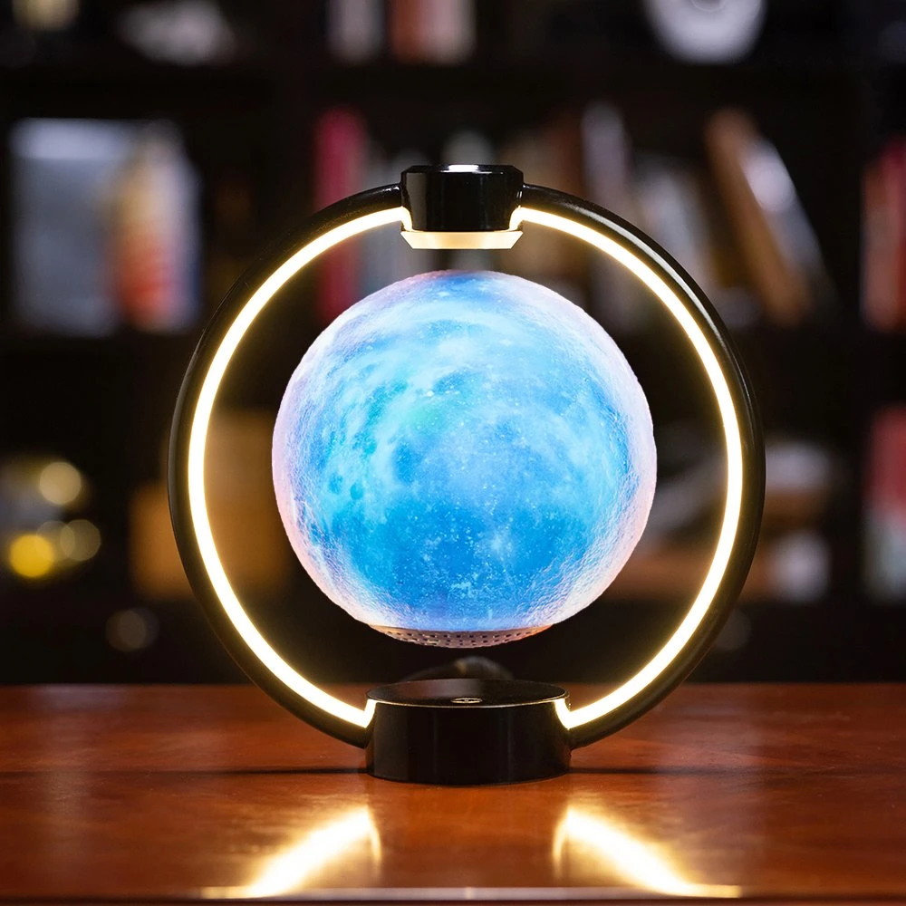 New Round Shape Magnetic Levitation 6inch Moon Lamp Night Light Bluetooth Speaker for Decoration