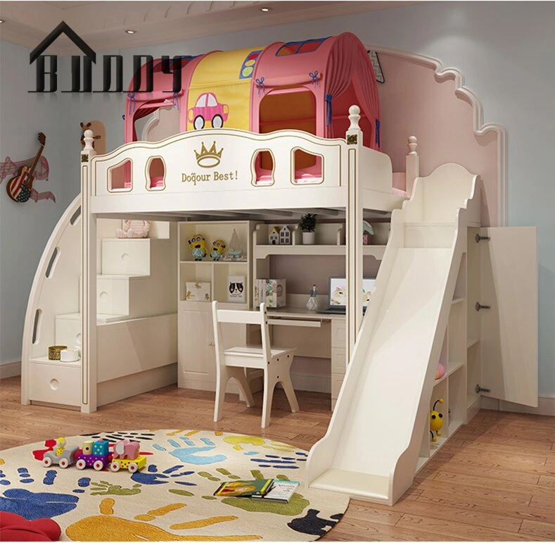 Nuevo diseño de los Niños Los niños Literas literas con escalera de madera y Slider Home muebles cama Kid Kid