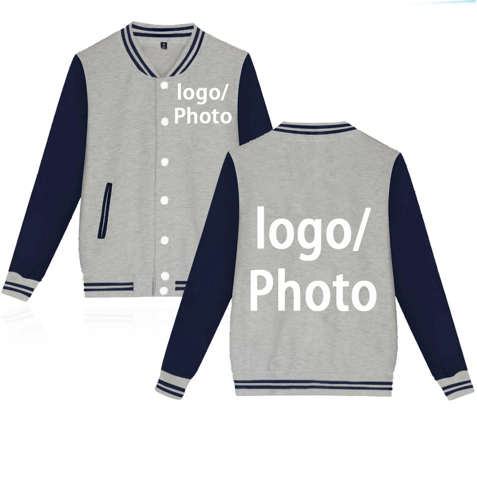 Chaqueta de béisbol estilo clásico de invierno en blanco, sin estampados, con logotipo bordado y etiqueta personalizada. Chaqueta bomber de béisbol para hombres