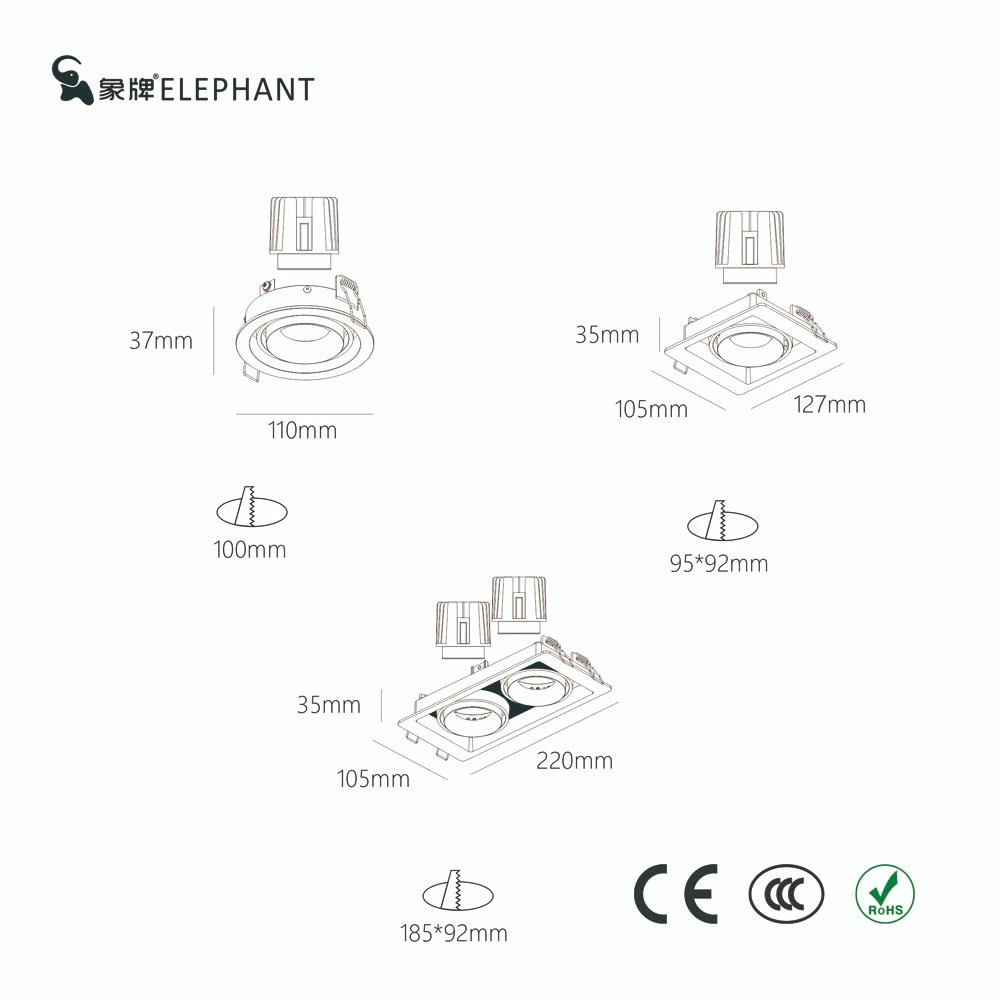 Boîtier encastré pour spots encastrés en aluminium GU10, accessoires pour plafonniers, éclairage intérieur anti-éblouissement carré gris clair, gris foncé, champagne LED