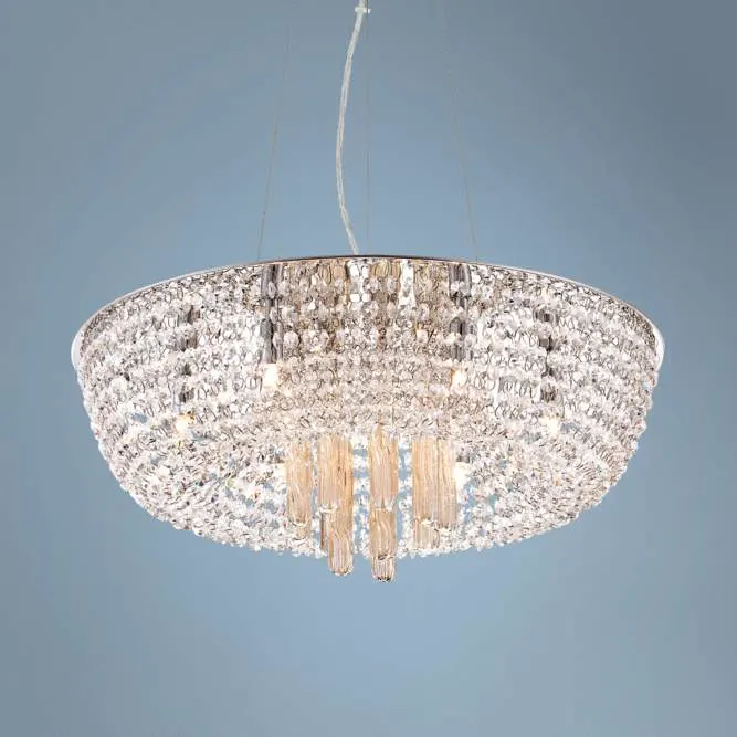 High quality/High cost performance  Modern Luxury Silver Round Crystal Chandelier Home Decorative LED Lighting Furniture Living Dinging Room Pendant Lamp