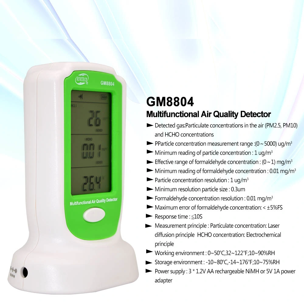 Удобное устройство измерения качества воздуха для оценки качества воздуха для дома монитор с твердых частиц ТЧ10, ТЧ2,5 Hcho GM8804 датчика