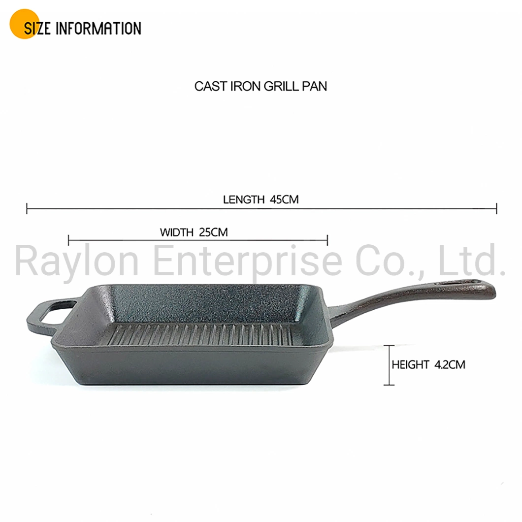 Wholesale/Supplier 23cm Pre-Seasoned Custom Cast Iron Griddle Plate Barbecue Pan Square Grill Pan Set