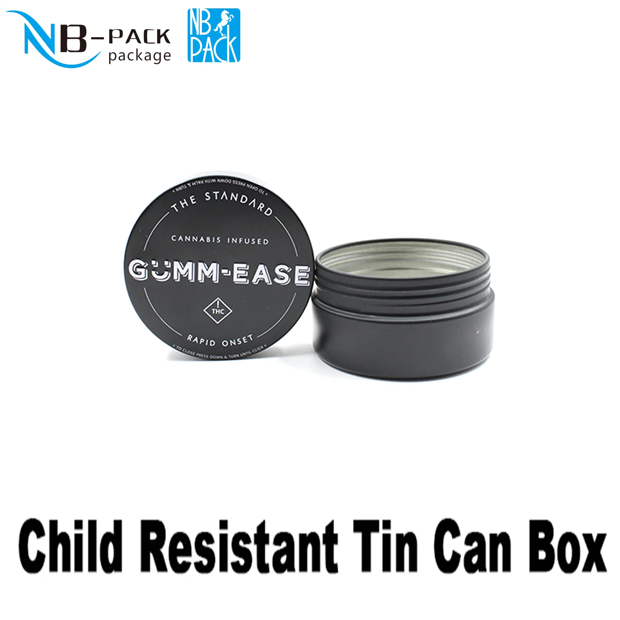 Child Resistant Child Proof Cr Custom Round Container Packaging Can 15ml 30ml 50ml 60ml 100ml 120ml 150ml Jar Tin with Screw Lid