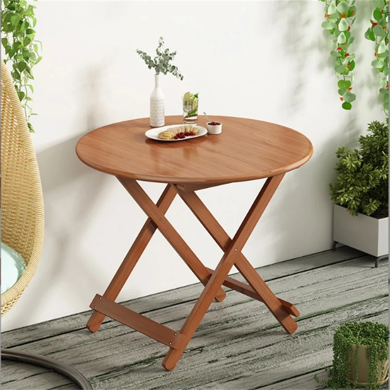 Mesa de piquenique Portátil dobrável Bamboo Round para uso ao ar livre