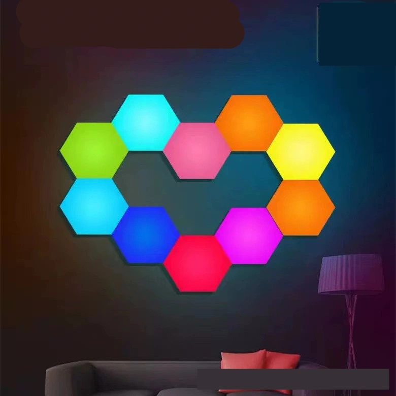 Smart RGB LED Hexagonal Quantum Touch Wall Light with Remote Control for Wedding Home Christmas Decoration