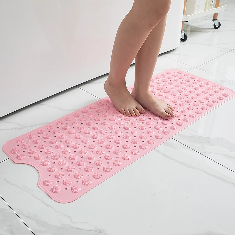 PVC TPE Non Slip Drain Hole Bathroom Rug Shower Massage Bath Mat