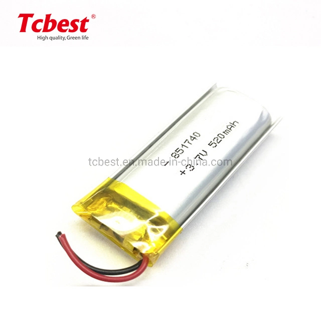 851740 520mAh 3.7V Li-Polymer Rechargeable Battery for Lights