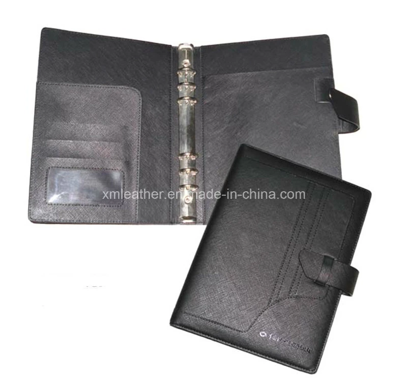 Black A5 Faux Leather Planner Notebook Cover with Ring Binder