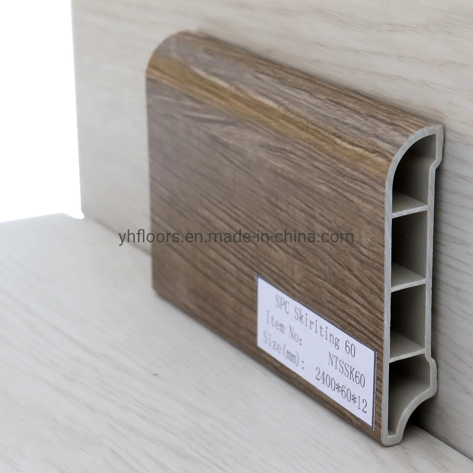 High Gloss UV Wood Pine Decorative PVC Plastic Flooring Wall Skirting Board