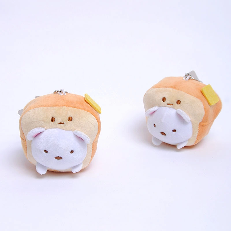 Popular Anime Design 8cm Bread Shaped Soft Stuffed Toy Good Quality Plush Keychain