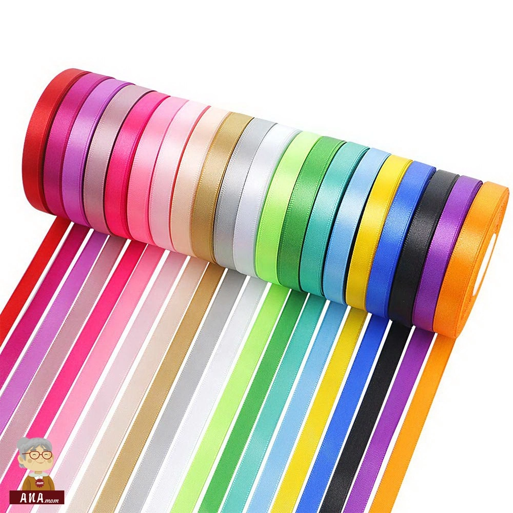 Wholesale Cheap Price Custom Logo 100 Yards Single Sided Double Faced 100 Polyester Satin Ribbon for Packing Decoration