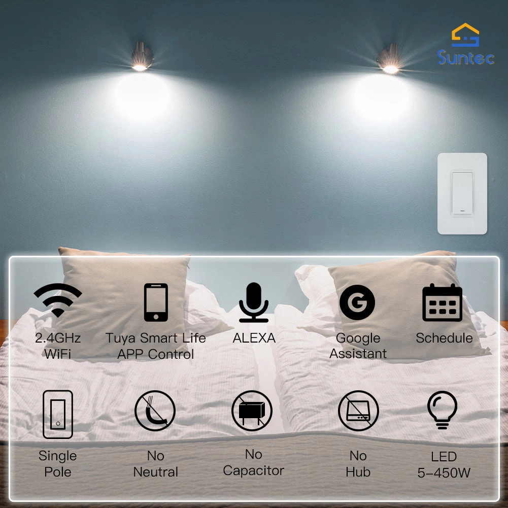 Tuya American Standard Tuya WiFi Light Switches Electrical Smart Push Button Control Switch