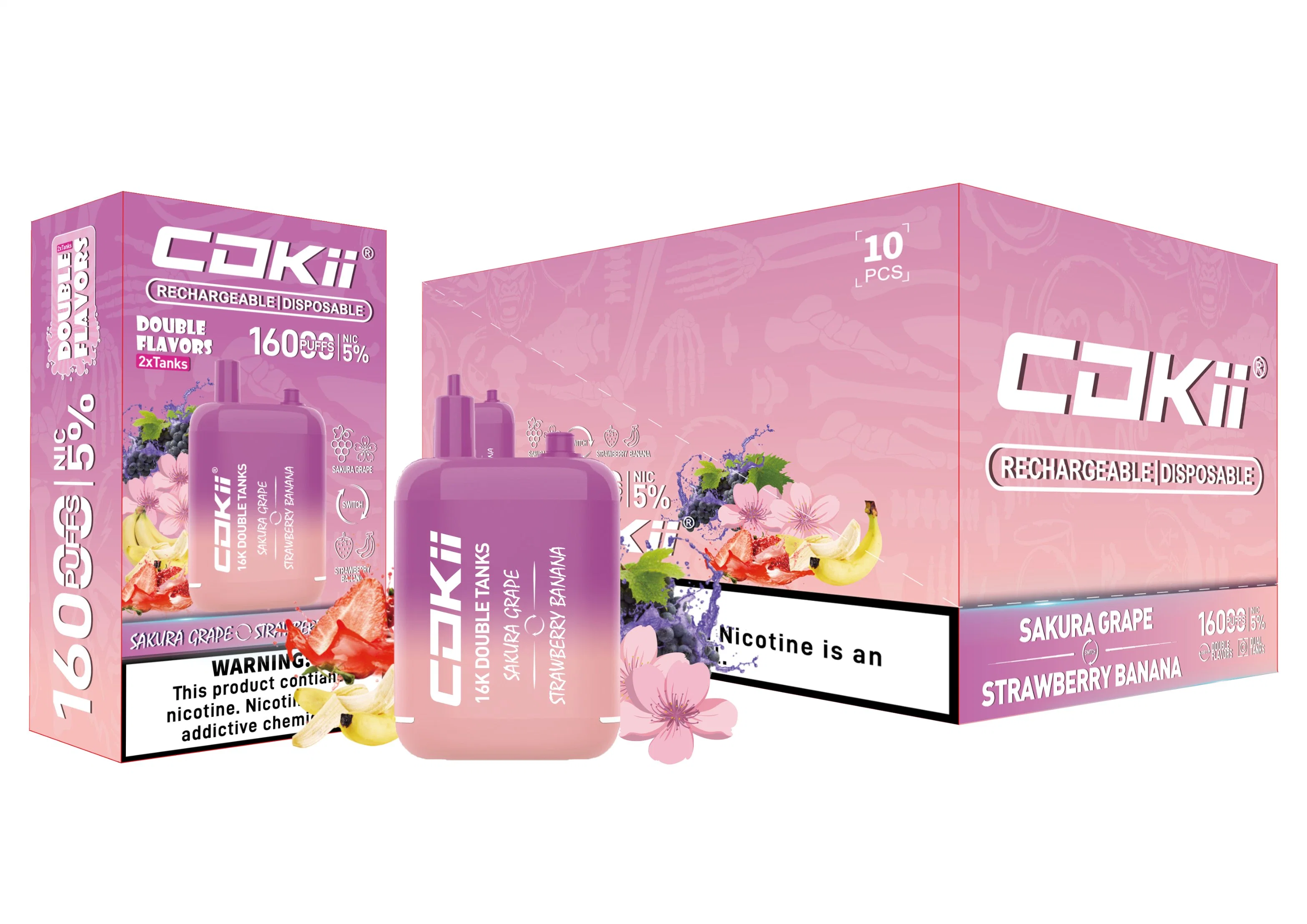 Cokii Dulal Tanks Double Flavors Disposable/Chargeable Electronic Vape 600 800 1000 1200 3500 6000 10000 12000 16000 Puff