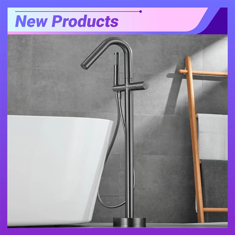 Azeta New Product Modern High Fashion Floor Mounted Chrome Single Handle Free Standing Bathtub Shower Faucet