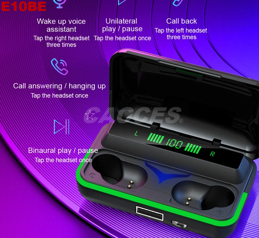 Bluetooth Earbuds Touch-Control Wireless Bluetooth Earphones Ipx4 Waterproof Headphones with 1200mAh Charging Bin 3D Stereo Headset Digital Battery Display