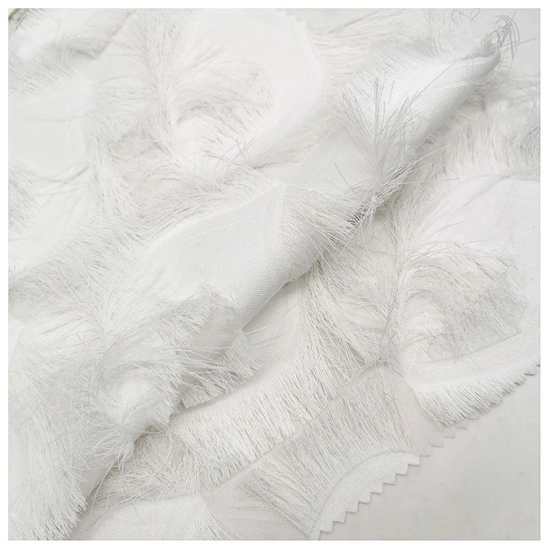 Custom Cut Flower Foliage Pattern Tassels Polyester Chiffon Fabric for Evening Dress/Blouse