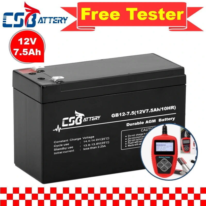 Csbattery 12V7.5ah ciclo profundo AGM Bateria para emergencia-Iluminación/Juguete/Seguridad-Alam/equipos médicos