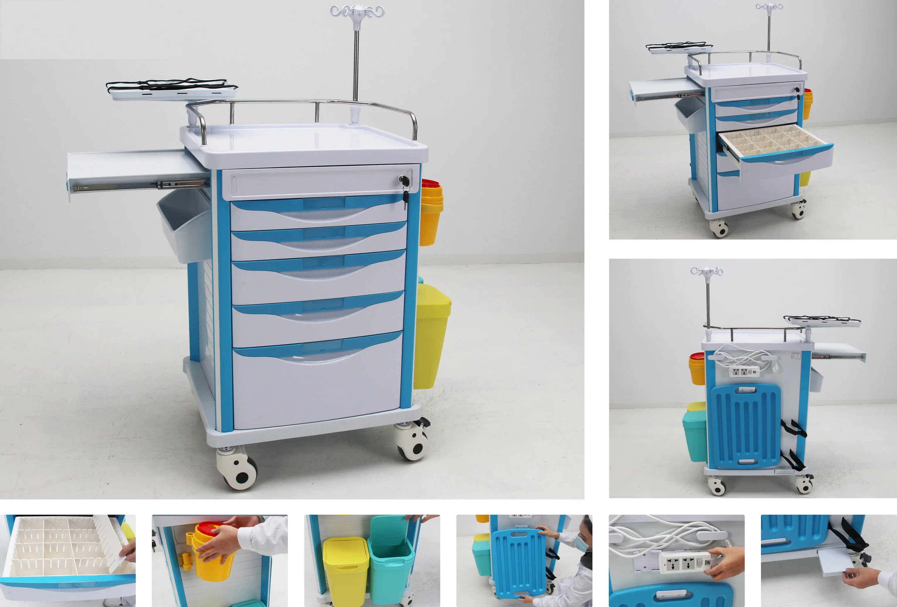 ABS Nursing Cart, Hospital Handcart, Mobile Emergency Trolley (PW-703)