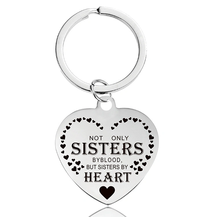 Heart Shape Stainless Steel Hollow out Keychain Mother and Daughter Keyring Gift for Family Keychain