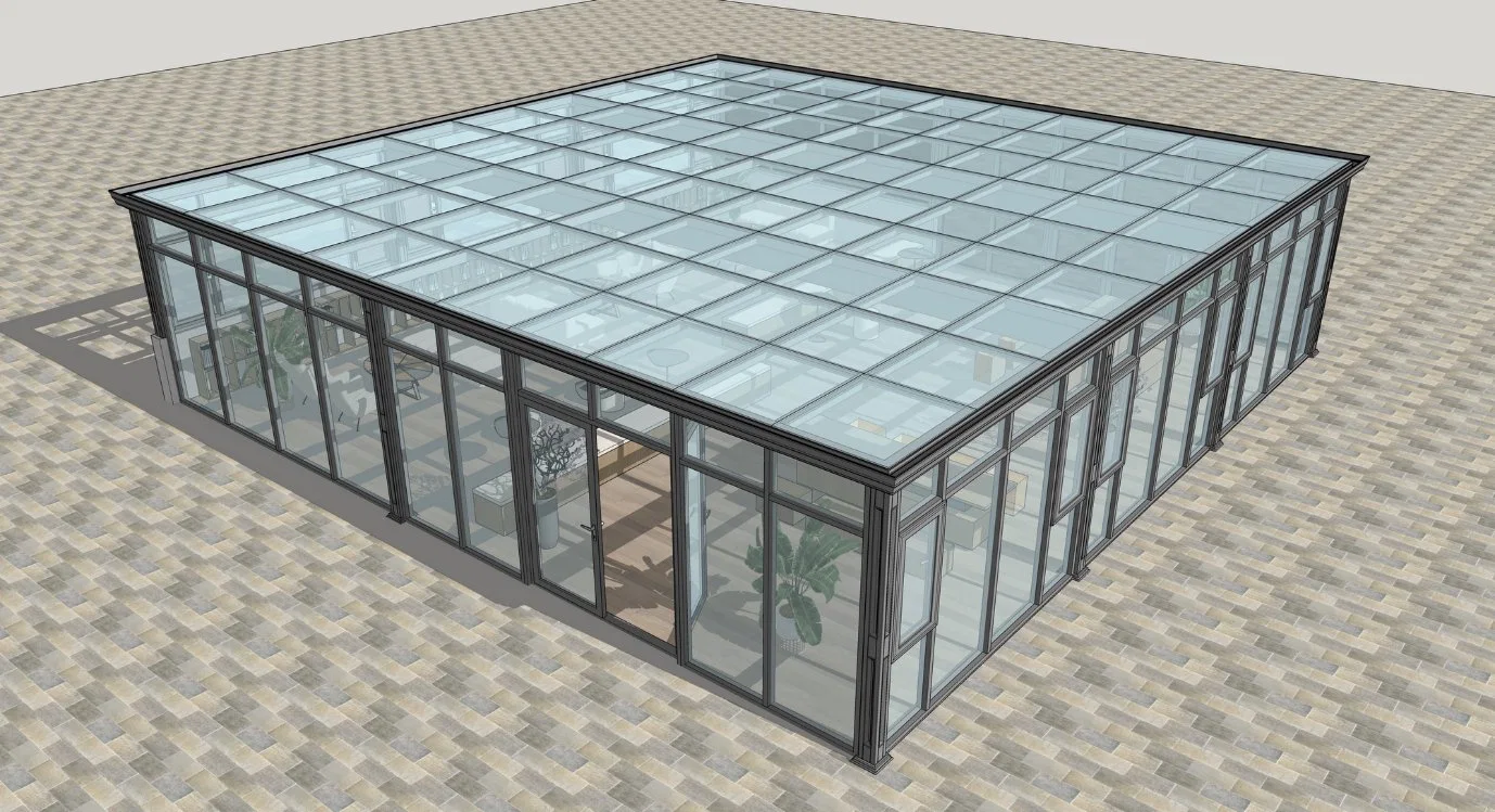 Modern Outdoor Commercial Steel and Glass Houses Garden Sun Rooms Outdoor Glass Room