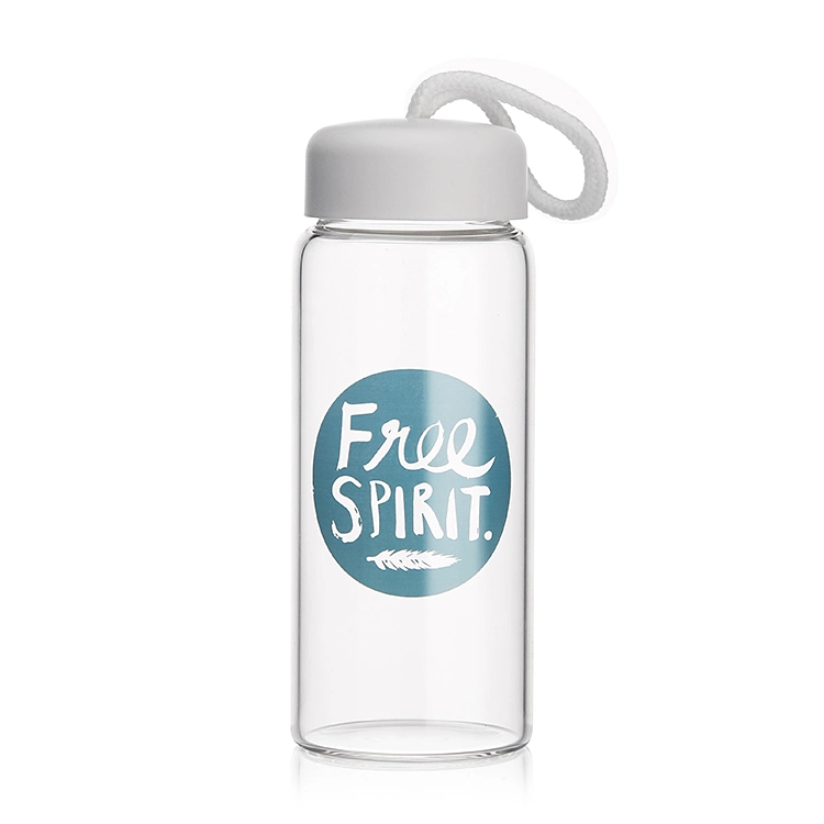 Home Travel Sports Portable Colorful Lid Glass Water Bottle