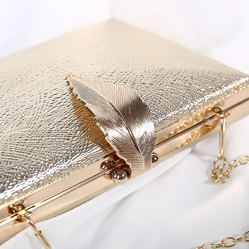 New Factory Direct Sales Women's Bag Dinner Bag Oblique Span Women's Small Bag Banquet Hand Bag Leaf Chain Small Square Bag