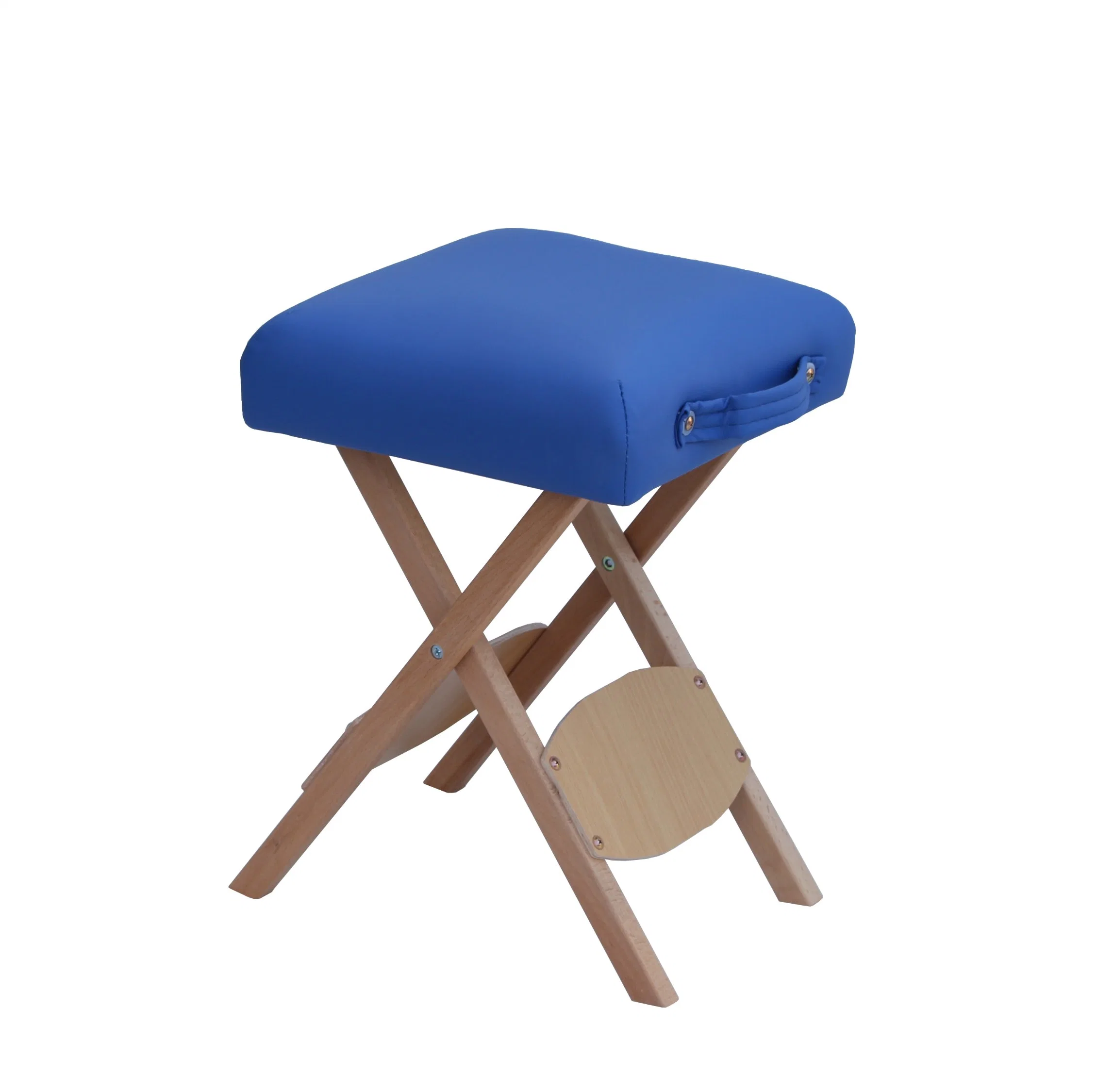 Factory Custom PU Leather Beech Wooden Portable Folding Handy Massage Stool Salon Stool Swivel Stool